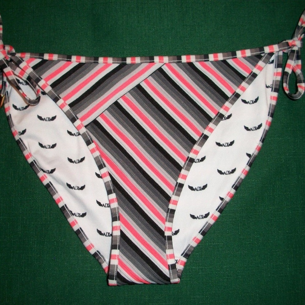 Armani Exchange Striped Tie Side Bikini Bottoms L